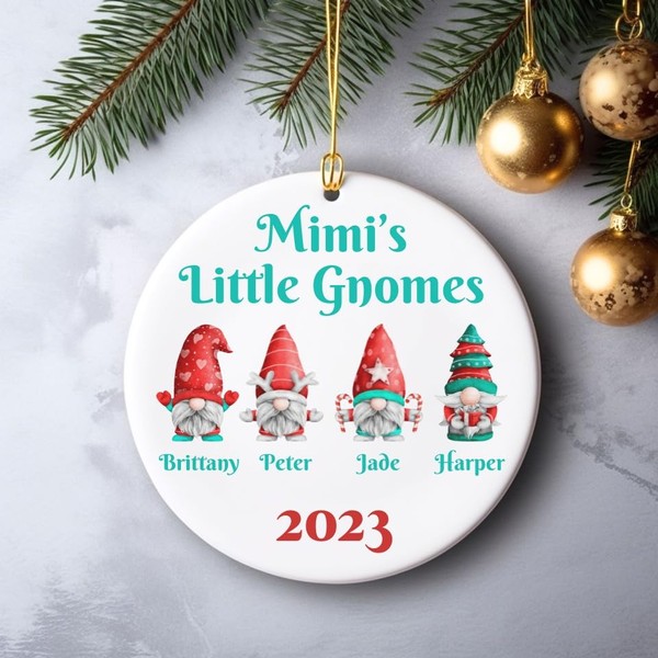 Personalized Grandkids Custom Ornament, Mimis Little Gnomes, Nonnies Little Favorites,