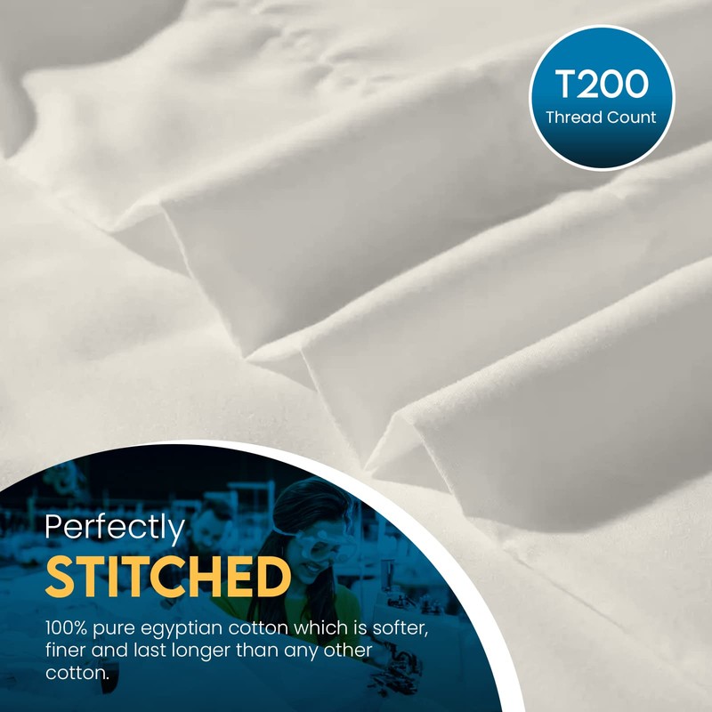 Sunshine Comforts Egyptian Cotton Flat Sheets Super King Size Breathable,
