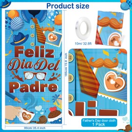 HOWAF Feliz Dia Del Padre Door Cover, Father’s Day Decoration Door Cover for Feliz Dia Del Padre Decoration Supplies, Mexican Papa’s Day Party Door Sign, Feliz Dia Del Padre Welcome Banner