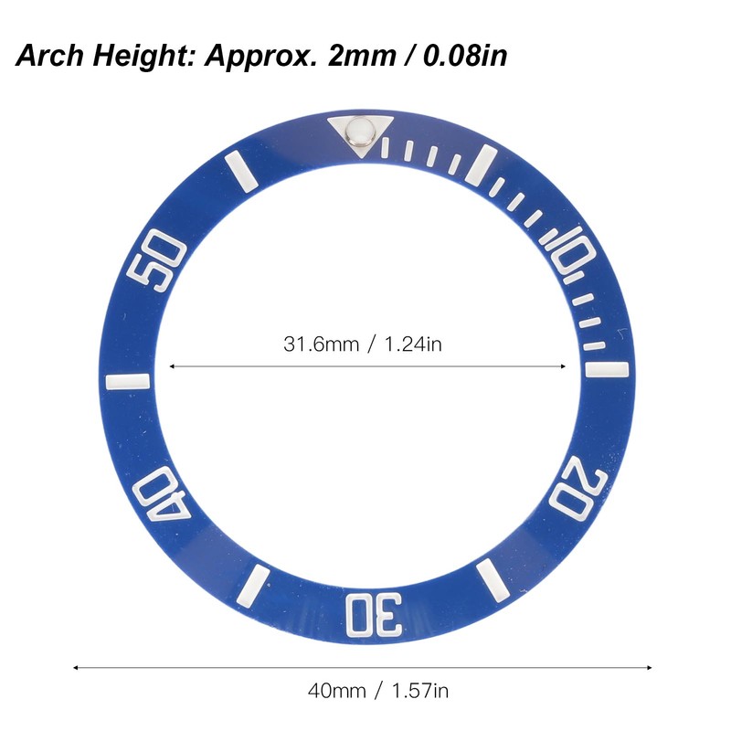 40mm Diameter Watch Bezel Insert Ring Clear Scale Luminous Ceramic