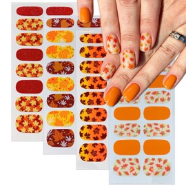 Fall Yellow Nails Wrap Stickers Maple Leaf Nail Polish Stickers