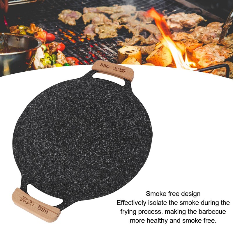 Round BBQ Grill Pan Metal Nonstick Grill Barbecue Plate Multifunctional