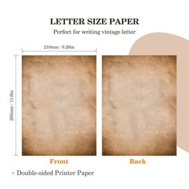 Vintage Old Aged Paper,Stationery Paper 8.26 x 11.6,Antique Stationary Letter Writting Paper for Treasures Map Resume Invites Letters,Double Sided Printing Paper,50 Sheets