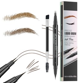 Eyebrow Pencil, 2-in-1 Dual-Ended Eyebrow Pen, Waterproof, Microblading Eyebrow Pencil with Precise Brush Tip, Can Easily Natural Eyebrow Colour, Dark Brown