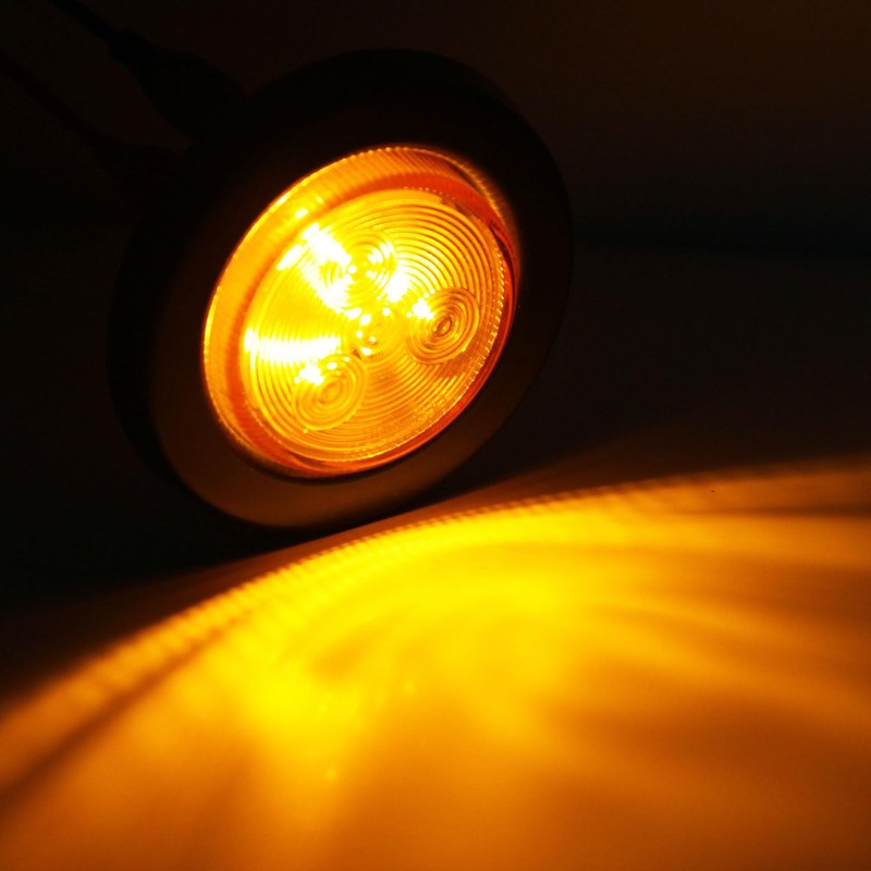 Traberm 16Pcs 2" Inch Round Amber LED Trailer Side Marker
