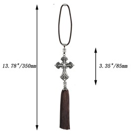 OnlyYou.X Pendant Cross for Car Rear View Mirror Cross Hanging Ornament with Tassels for Car
