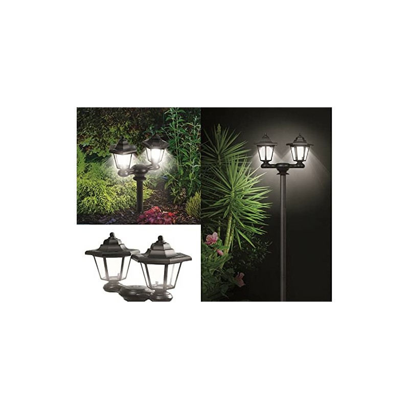 Ideaworks 3-in-1 Solar Lamp Post Light, Plastic, Black