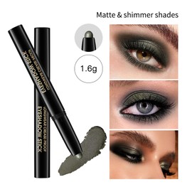 CHIFURE Eyeshadow Stick, Shimmer and Matte Cream Eye Shadow Brightener Sticks Eyeliner Pencil Crayon, Waterproof Long Lasting Eye Highlighter Stick Makeup,0.056 Oz(#4-Bottle Green)