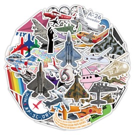 MAQIYI 50Pcs Aircraft and Helicopter Stickers - Vinyl Waterproof Fighter Aircraft Stickers for Teens, Girls, Kids Birthday (Chroma)