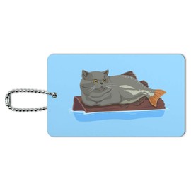 Catfish Mercat Cat Mermaid Sitting On Log Luggage Card Suitcase Carry-On ID Tag