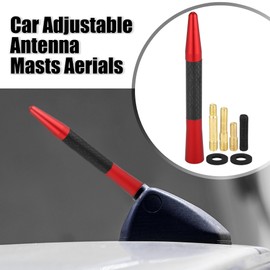 X AUTOHAUX 1 Set Universal Car Antenna Masts Aerials Carbon Fiber Pattern Red