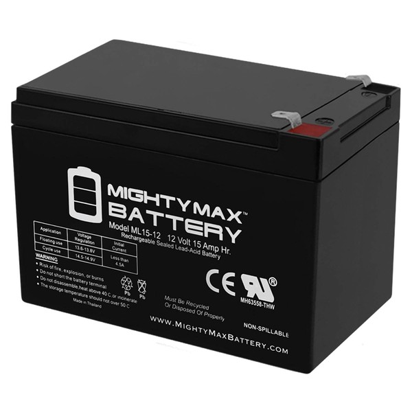 Mighty Max Battery ML15-12 12V 15Ah F2 Scooter Bike Battery Replaces 14Ah Yuasa REC14-12 Brand Product