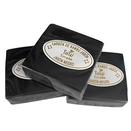 Jabón Negro de Carbón de Bambú, Hecho a Mano, Limpieza Facial, 3 Piezas                                                                               