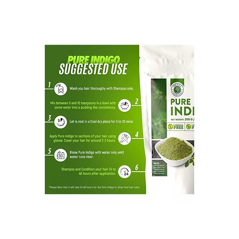 Henna Cosmetics 100 Polvo De Índigo Orgánico Para Tinte Para