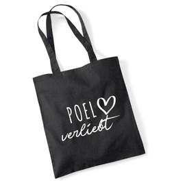 huuraa Jute Bag Poel in Love Gift Bag 10 Litres Cotton Poel Gift Idea, black