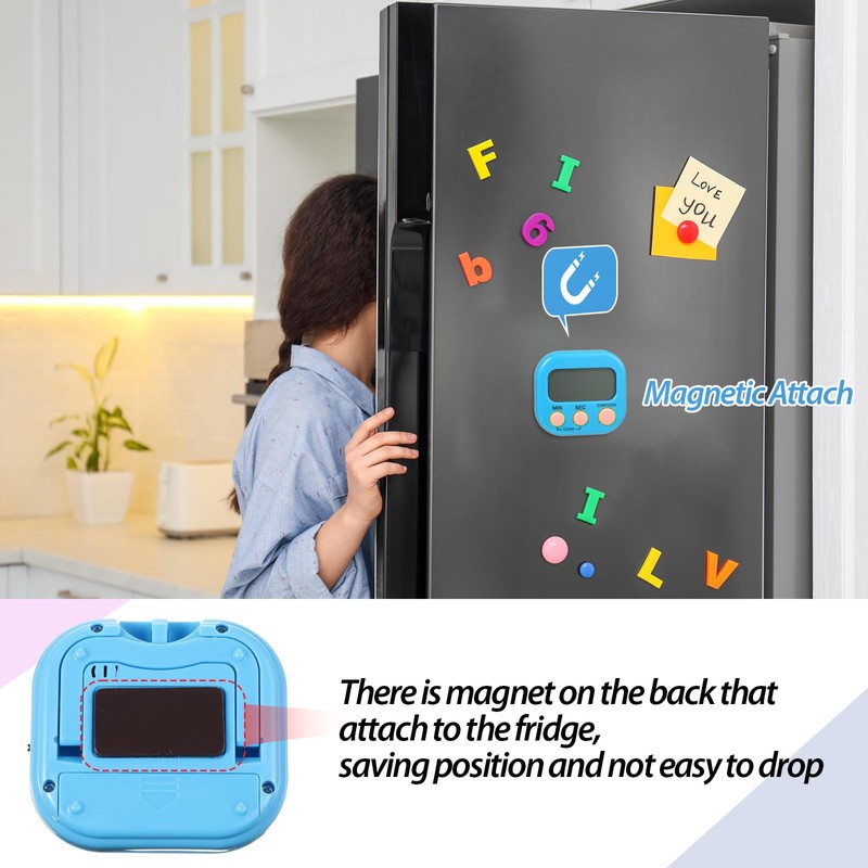 Leumoi 24 Pcs Digital Kitchen Timer Magnetic Timer Bulk On/Off