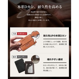 LuoLuo Men's Commuter Pass Case, Holds 5 Cards, Genuine Leather, D-Can, Thin, Butterfly, Can Use 2 IC Cards, Strap for Work or School Commuting to Work or School (Orange), orange