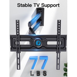 Pipishell Pipishell Full Motion TV Wall Mount for Most 26-60 inch Flat & Curved TVs up to 77 lbs, Adjustable Bracket Height, Single Articulating Arm, Extension, Max VESA 400x400mm, PIMF9