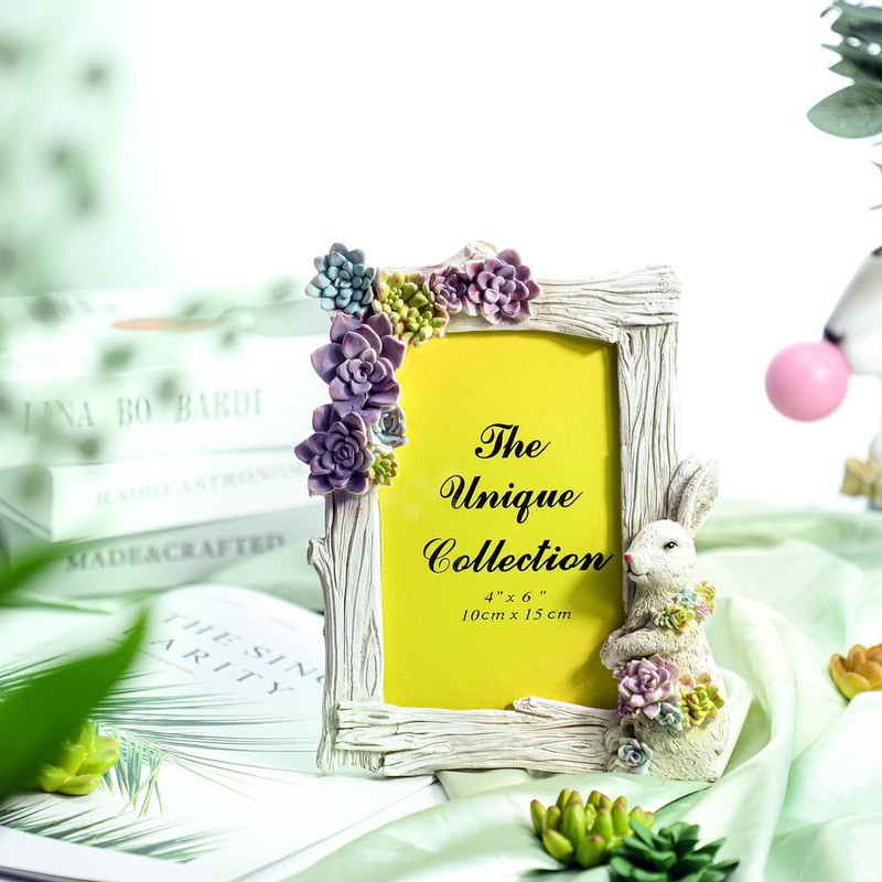 WAIT FLY 4 X 6 Inch Bunny and Succulent Resin