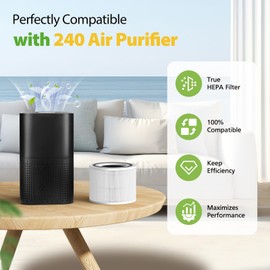 240 HEPA Replacement Filter Compatible with Puro 240 Air Purifier, 3 in 1 Grade Filtration HEPA 14 with Activated Carbon for 99.97% Air Pollutants Home Room, 240 Replacement HP-14 Filter, 2 Pack