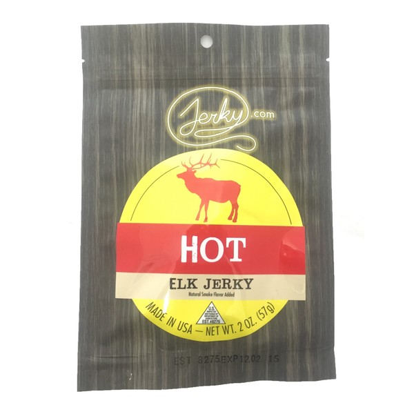 Jerky.com's Hot Elk Jerky - The Best Wild Game Elk Jerky on the Market - 100% Whole Muscle Elk - No Added Preservatives, No Added Nitrates and No Added MSG - 1.75 oz.