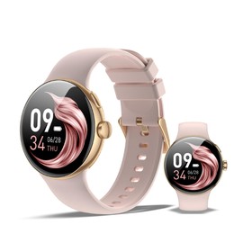 SmartWatch XINJI N2 with Bluetooth, AMOLED Touch Panel, Pulse/HRV/Blood Oxygen Measurement, Sleep Monitor, Music Memory, Calories/Pedometer, Notification Function, App, 3ATM Waterproof, Gold