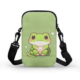 Showudesigns Cute Frog Cell Phone Purses for Women Cross Body Bag Small Over Shoulder Handbag Pouch Travel Wallet Purse Teen Girls School Travel Organizer Change Storage Bag