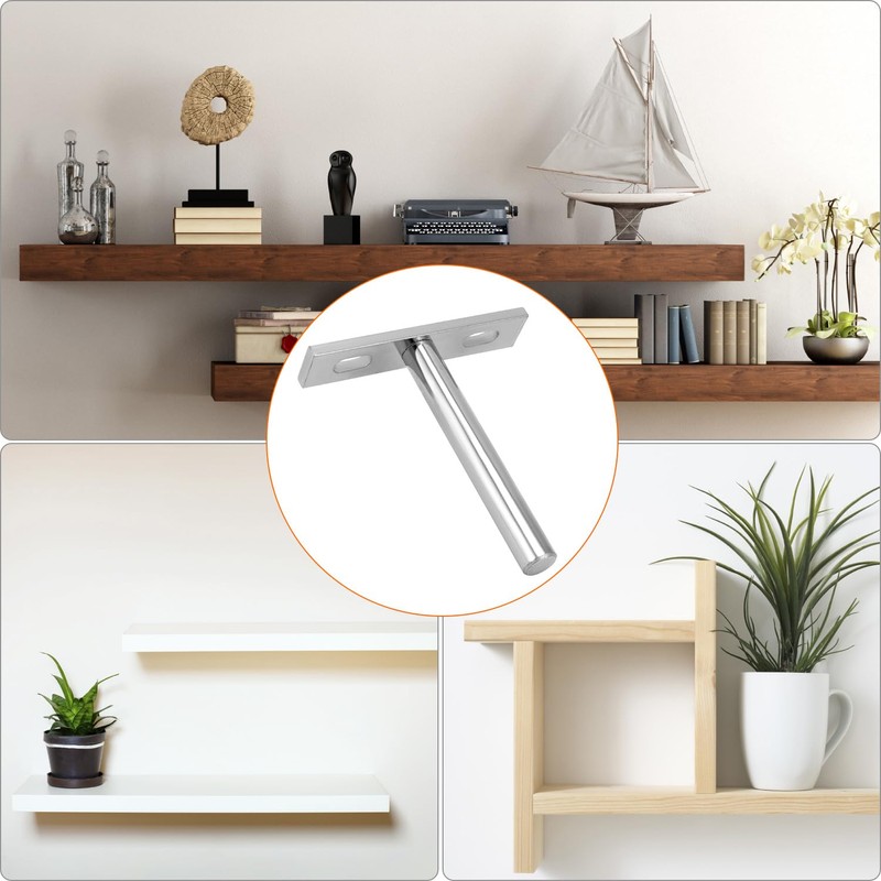 QWORK Pack of 8 75mm Invisible Shelf Brackets, T Shape