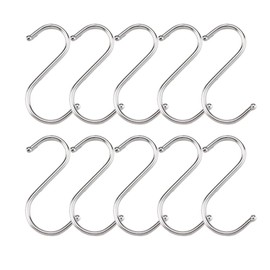 10Pack S-Shaped Hooks, Stainless Steel Heavy Duty Metal Hook for Hanging at Garden, Kitchen, Bathroom, Bedroom, Living Room and Office (S)