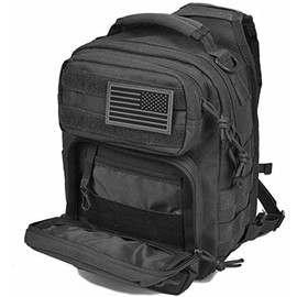 REEBOW GEAR Tactical Sling Backpack Rover Shoulder Sling Pack (Black)