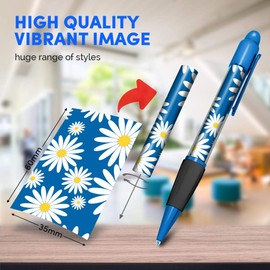 Destination Vinyl ltd 1 x Blue Ballpoint Pen (Black Ink) - Pretty Blue Daisy Flowers #2440