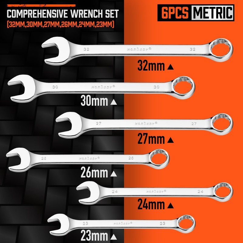 HORUSDY Large Wrench Set with Rolling Pouch | Metric |