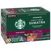Starbucks Coffee K-Cup Pods, Single-Origin Sumatra Coffee, Dark Roast 100%
