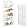 4NM 6 Tiers No Assembly Book Shelves, White Folding Bookshelf