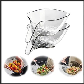 Qequa Multi Functional Drainage Basket Food Drainage Basket 2024 New Drainage Basket Kitchen Essential Drainage Basket Suitable for Salads Fruits Vegetables and Pasta (2pcs Grey) (white.)