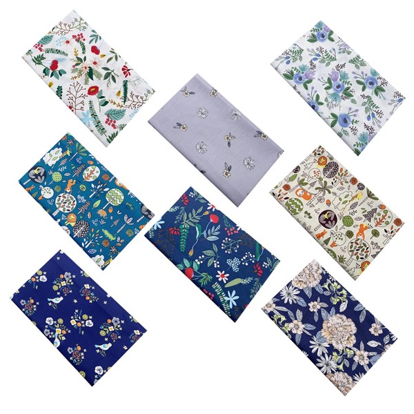 DECHOUS 8pcs Hawaii Printed Cotton Fabric Set for DIY Sewing