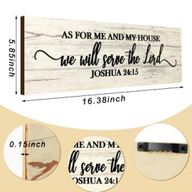 Jetec As for Me and My House We Will Serve The Lord Wall Sign Rustic Wooden Hanging Wall Decor Farmhouse Wall Decoration for Home Living Room Bedroom, Bible Verse Sign,16.5 x 5.9 Inch, White