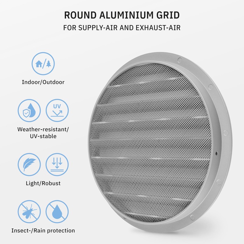 calimaero® WSGG Ventilation Grille 200 mm, Ventilation Grille with Fly
