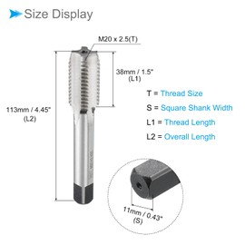 CoCud Threading Tap Meter M20 x 2.5 Thread 2A High Speed Steel Machine 4 Straight Flutes for Threading Tools Tap Drilling Machine 1 Pack
