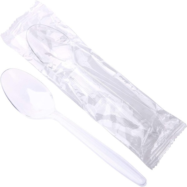 Light-Weight Disposable Plastic Spoons individual package 100 Pack (clear)