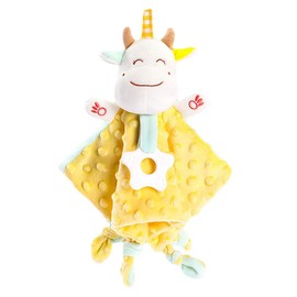 HECCEI Baby Security Blanket Sweet Lovey for Baby Boy Girls with Tag, Baby Comfort Newborn Gifts Soft Plush for Newborns Infant Toddler (Happy Cow)