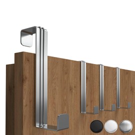 4smile Door Hooks for Hanging, Set of 4 Stainless Steel Clothes Hooks for Door or Cupboard, Flexible Hooks for Hanging, Universal Door Coat Rack, Robust Door Hook Rail