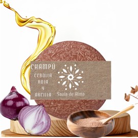 Savia De Alma Festes Shampoo, natürliche Feuchtigkeit mit beruhigendem Duft, vegan und handgefertigt, häufiger Gebrauch, 90 g (rote Zwiebel und roter Ton)