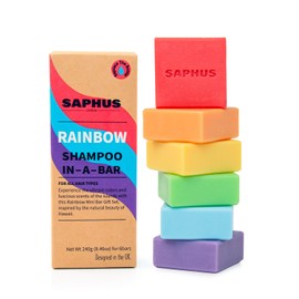 6Pcs Shampoo Bars for Hair (8.46oz), Natural Ingredients Solid Shampoo Soap, Rainbow Scent