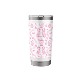 Preppy Pink & White Toile Beagle Dog Stainless Steel Insulated Tumbler