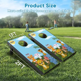 FESHIR Portable 2 ft x 1 ft Cornhole Game Set with 8 Bean Bags and 1Carry Bag Excellent for Indoor & Outdoor Play – Fun Filled Cornhole Sets (MDF CH-Cartoon)