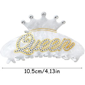 Exquisite QUEEN Hair Claw Clip, Hen Party Accessories for Women Girls, Rhinestone Banana Claw Clip Bride To Be Accessories for Bridesmaid Wedding Party