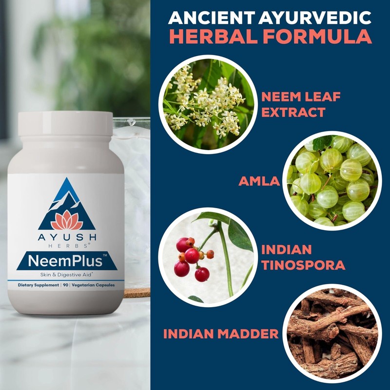 Ayush Herbs Neem Plus Herbal Supplement for Skin Immune Health