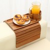 GHKINMAL Couch Cup Holder Tray, Acacia Wood Couch Armrest Table