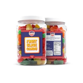 American Best Food Assorted Fruit Slice Wedges Gummy Candy, Lemon, Orange, Grape, Cherry, Mint, (3 LB) Jar